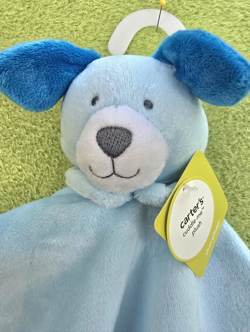 NWT MINT Carter's BABY Blue PUPPY DOG Lovey + Polka-Dot Trim LOVE ME unisex (Q5)